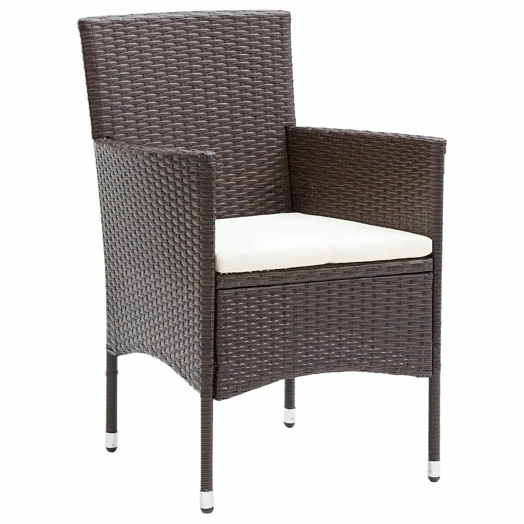 Set da Pranzo per Giardino con cuscino 5 pcs Marrone polyrattan 3379746