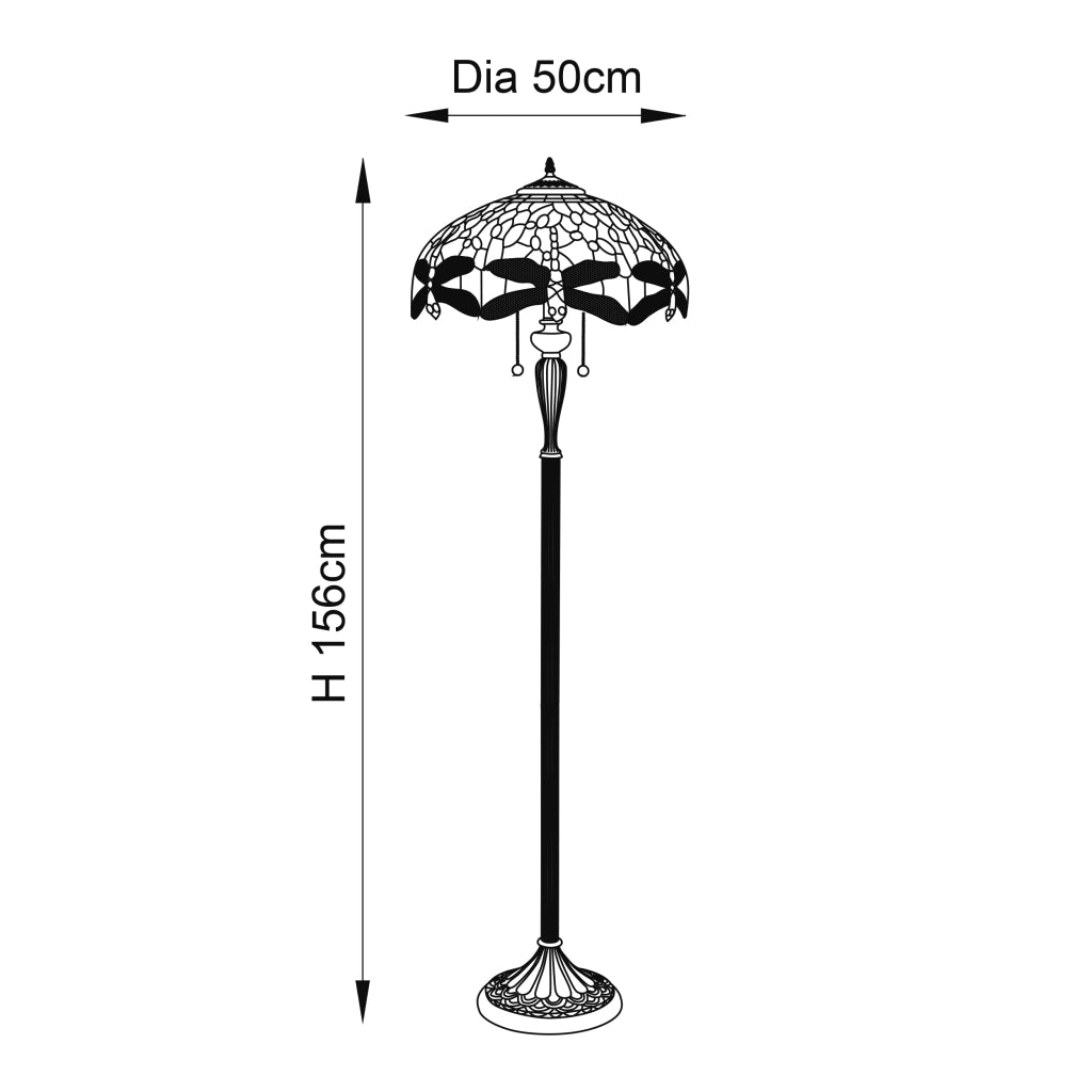 Lampada da terra Tiffany Dragonfly Beige 2xE27 tiranti