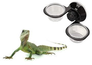 Bacino Alimentare per Reptili con Doppio Compartimento - Bacino con Acqua - Struttura Stabile - Facile da Pulire - Materiale Translucido