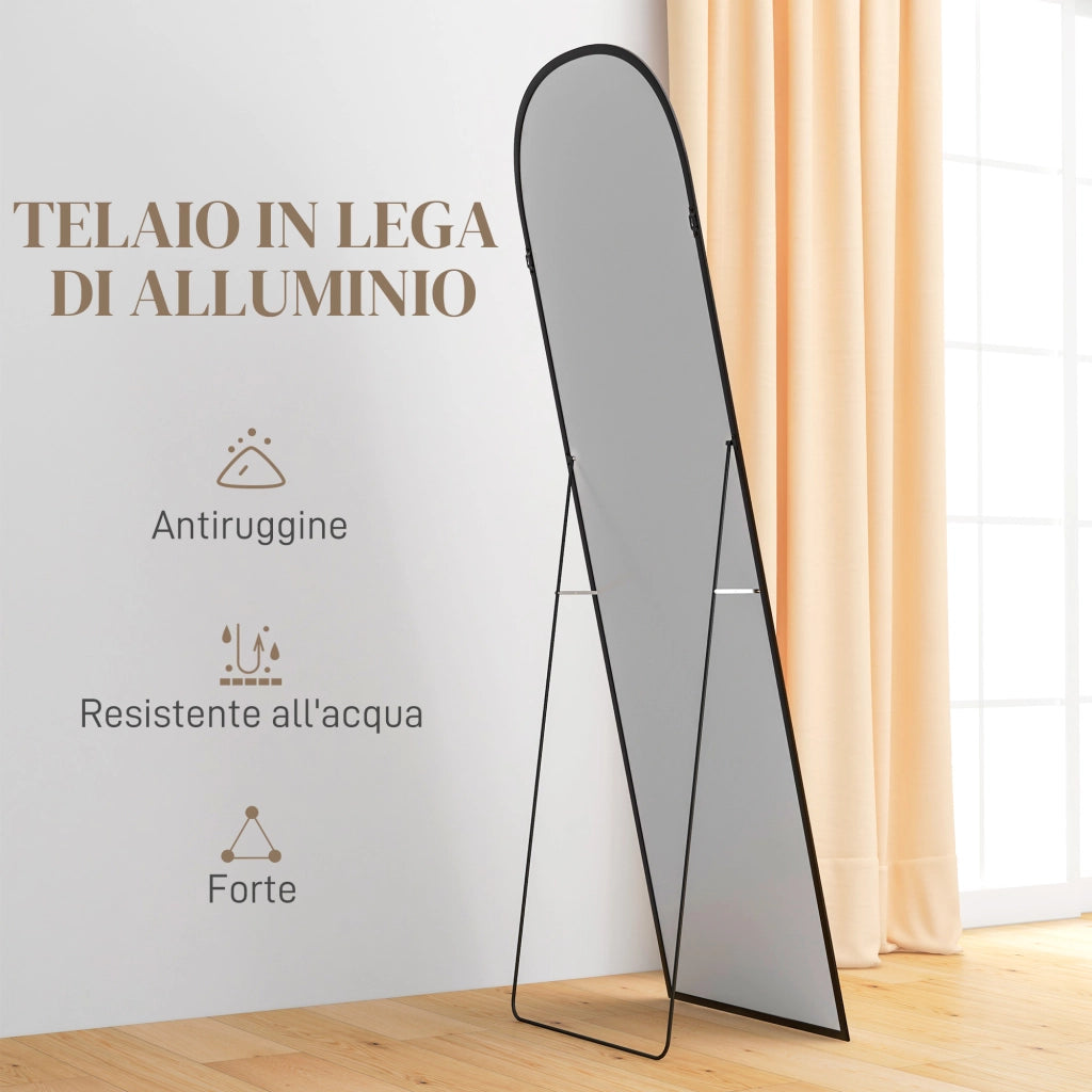 Specchio da Terra e Parete Moderno in Lega di Alluminio ¨C Zephmum ¨C Nero 50x161.5cm