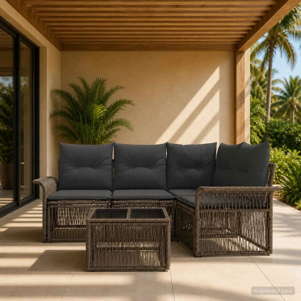 Set Divano da Giardino 5 pcs Grigio polyrattan 3434825