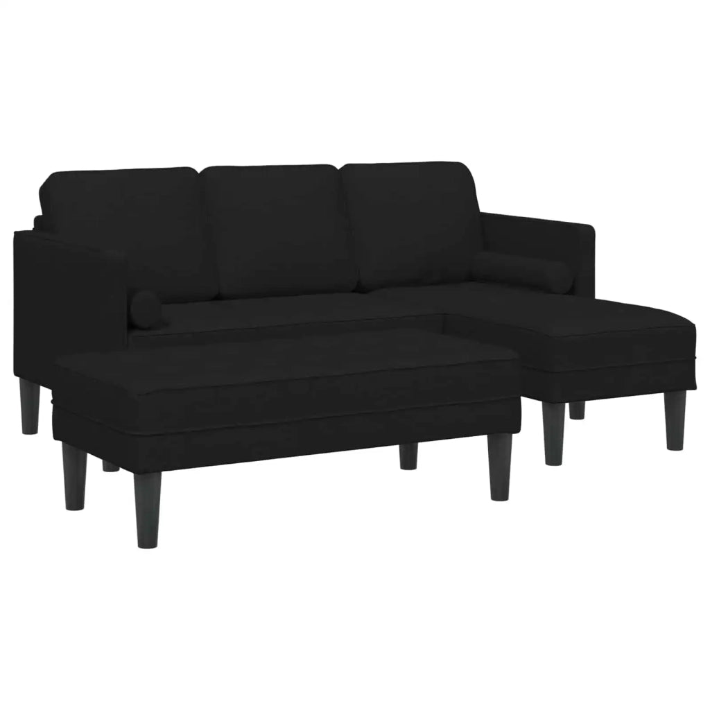 Set di divani con cuscino 2 pcs Nero Poliestere 3329254