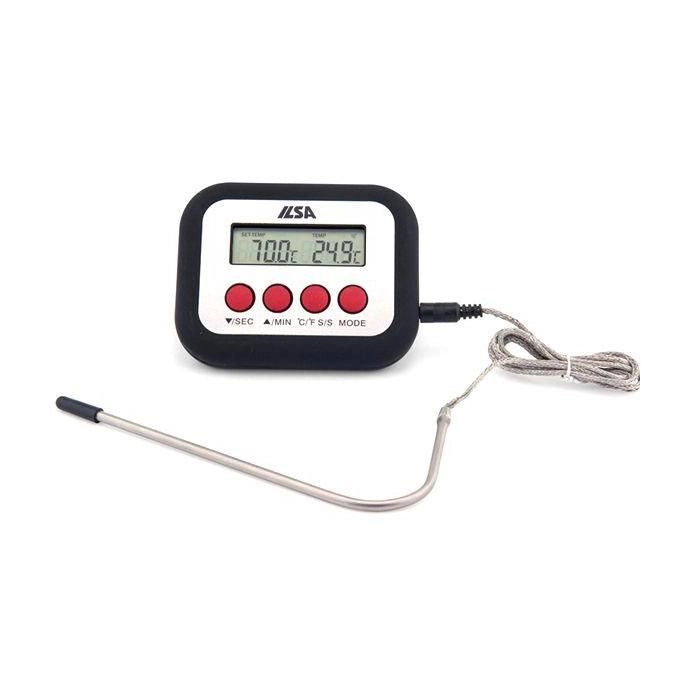 Ilsa ILS355308 Termometro Digitale da Forno con Sonda Acciaio Inox 12 cm Cavo 80 cm Range -50°C +250°C Timer 99 min