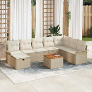 Set Divano da Giardino con cuscino 9 pcs Beige Poly Rattan 3360802