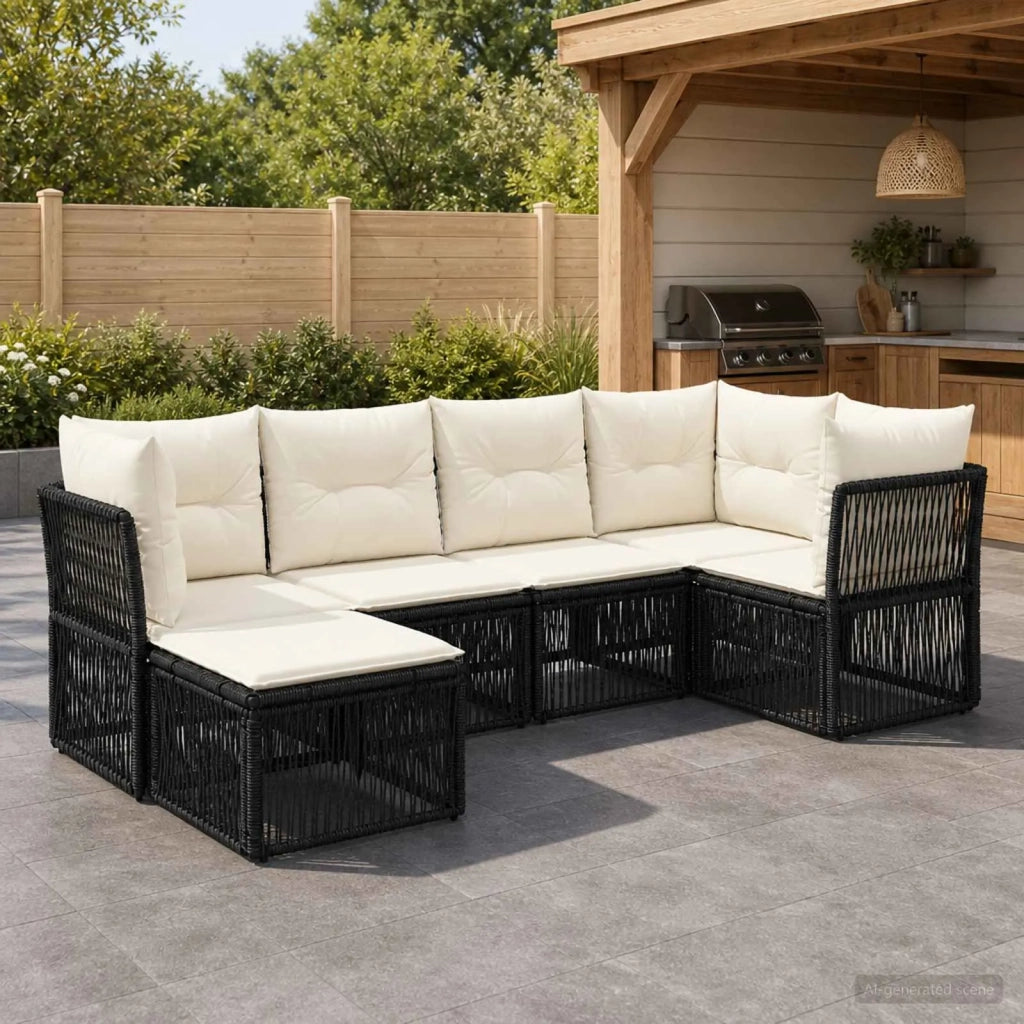 Set Divano da Giardino 6 pz Nero polyrattan 3434290