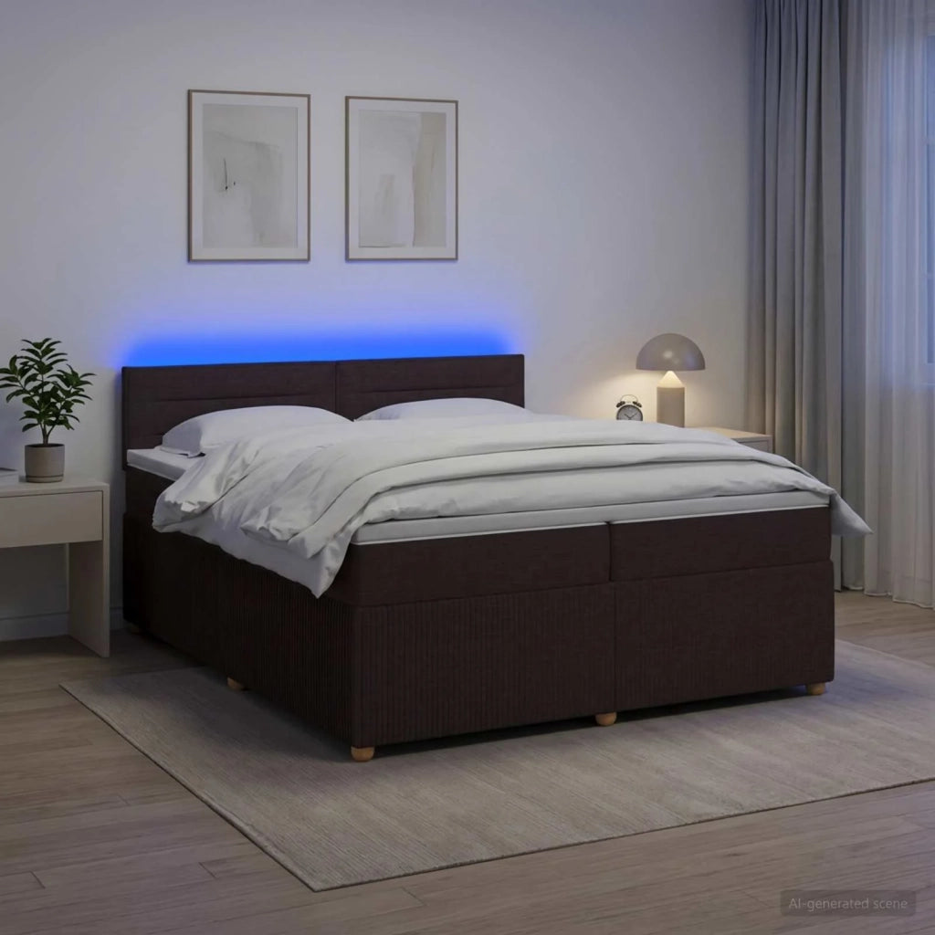 Letto box spring con materasso Marrone Scuro 200 x 200 cm 3453005
