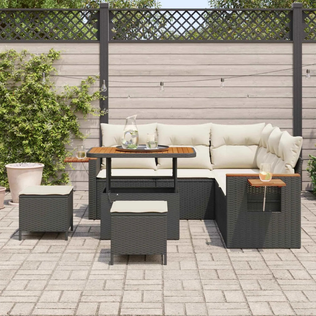 Set Divano da Giardino 8 pcs Nero polyrattan 3363045