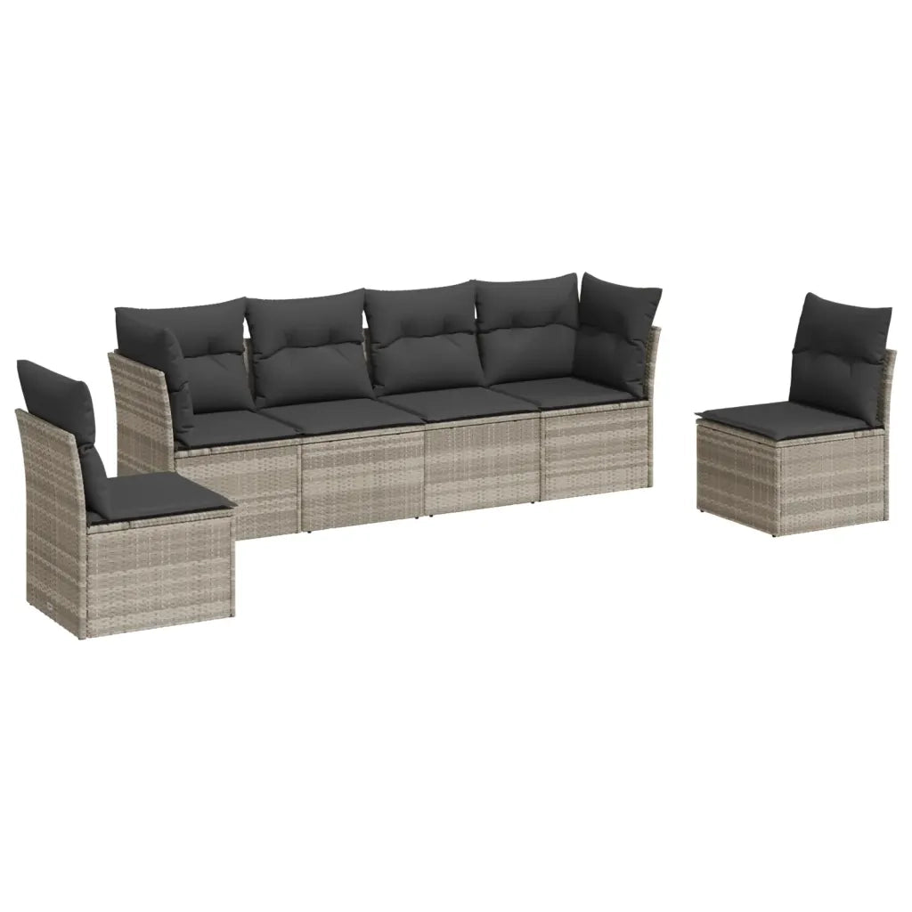 Set Divano da Giardino 6pz con Cuscini Grigio Chiaro Polyrattan 3249211