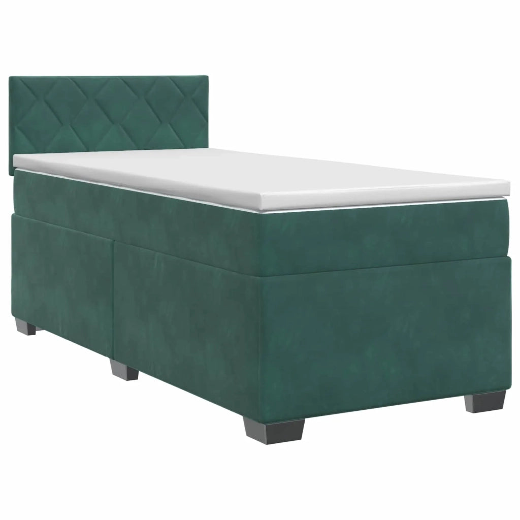 Letto box spring con materasso Verde Scuro 90 x 200 cm Velluto 3450647