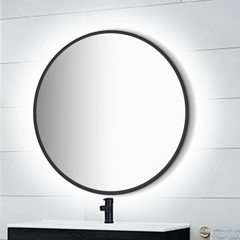 Heracles Specchio da bagno con illuminazione LED frontale e decorativa, AC 230V 50Hz, 34W, Tecnoplastica e Vetro