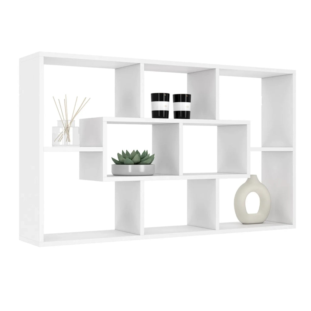 IDMarket - Estantería mural COLETTE con 8 compartimentos blancos
