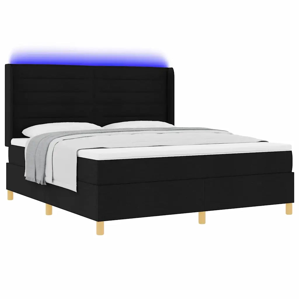 Letto a molle con materasso Nero 140 x 200 cm Tessuto