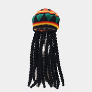 Cappello con code di capelli in dreadlock nero
