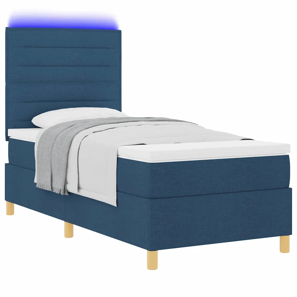 Letto a Sorgente LED con materasso Blu 90 x 200 cm Tessuto 3342997