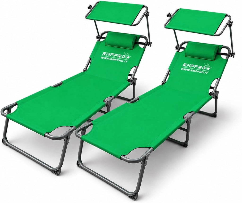 RMF PRO SET 2 LETTINI PIEGHEVOLE CON PARASOLE VERDE