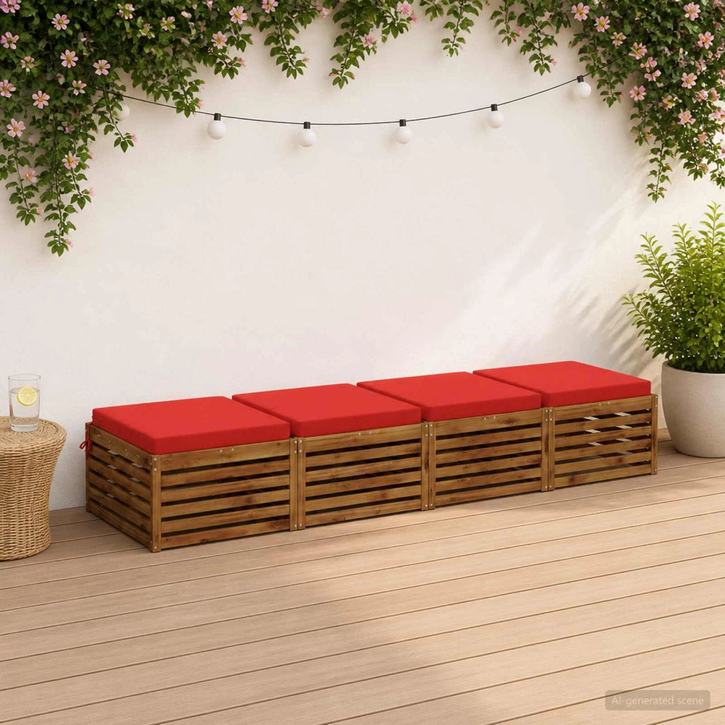 Cuscini per Sedia in 4 Pezzi SOEST 4 pz 100% Poliestere Rosso 944926