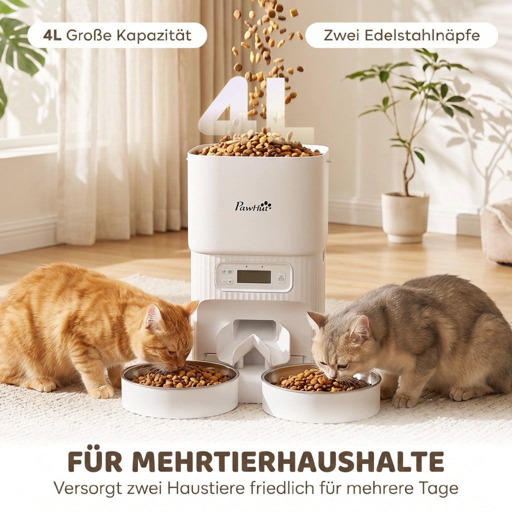 Distributore Automatico Cibo Gatti con Timer ¨C Xylo ¨C 2 Ciotole Acciaio Inox