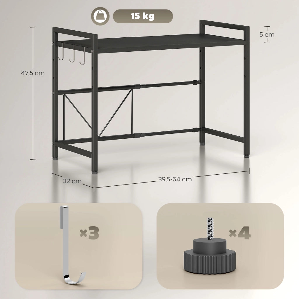 Tavolino da cucina estraibile con 3 ganci ¨C zephmum ¨C Nero, Metallo, 40 cm