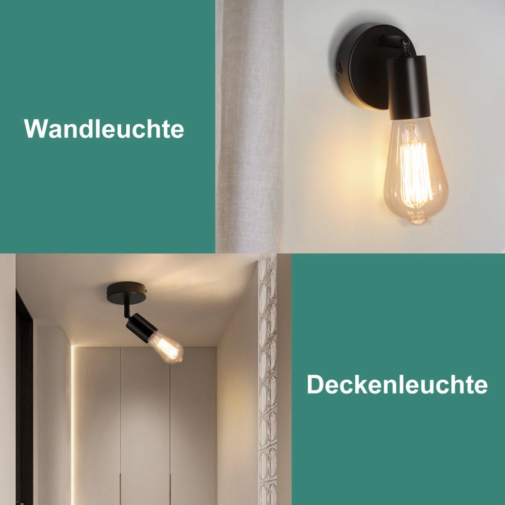 ZMH Faretto da soffitto LED neri 1 fiamma E27 vintage