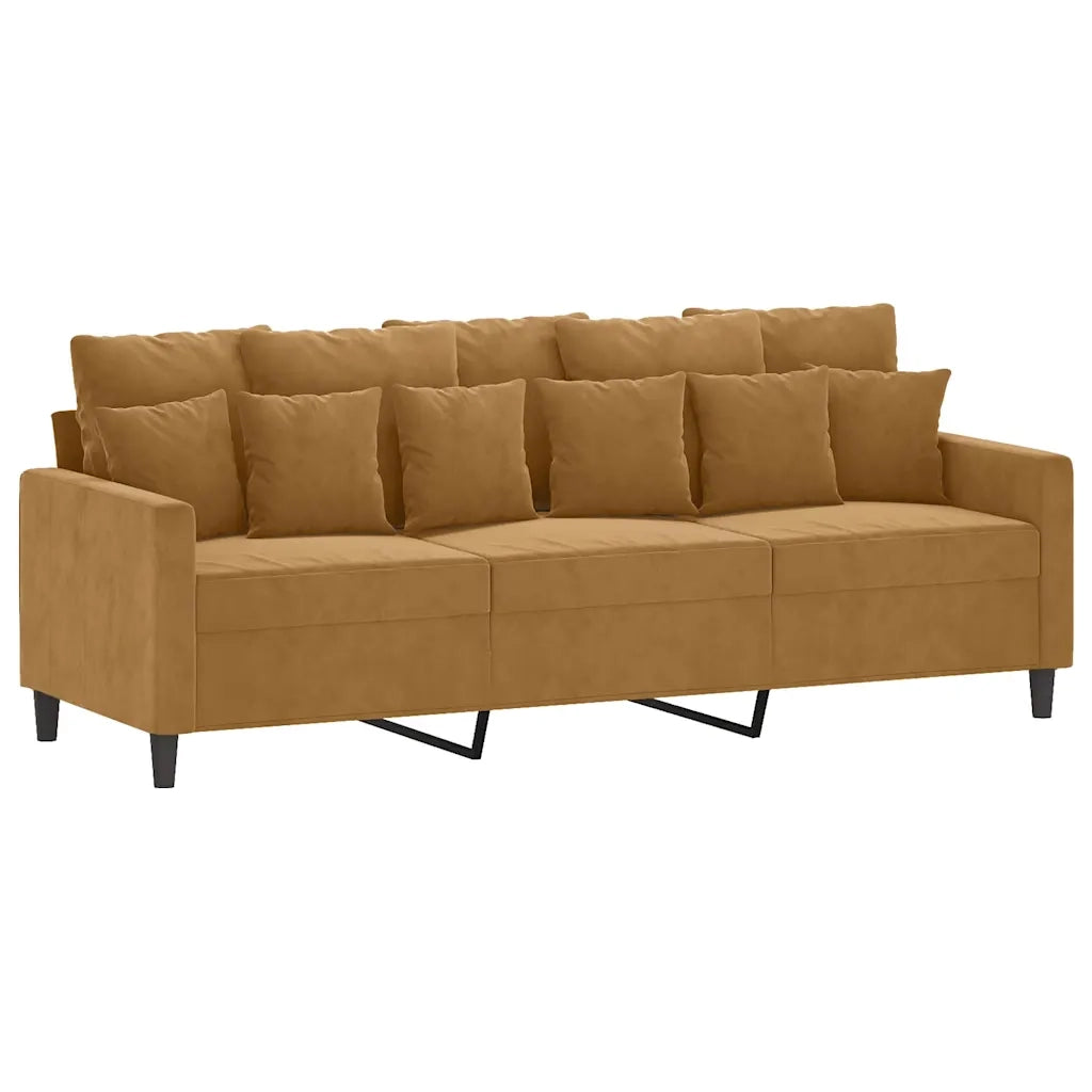 Set di Divani 4 pz con Cuscini Marrone in Velluto 3201697