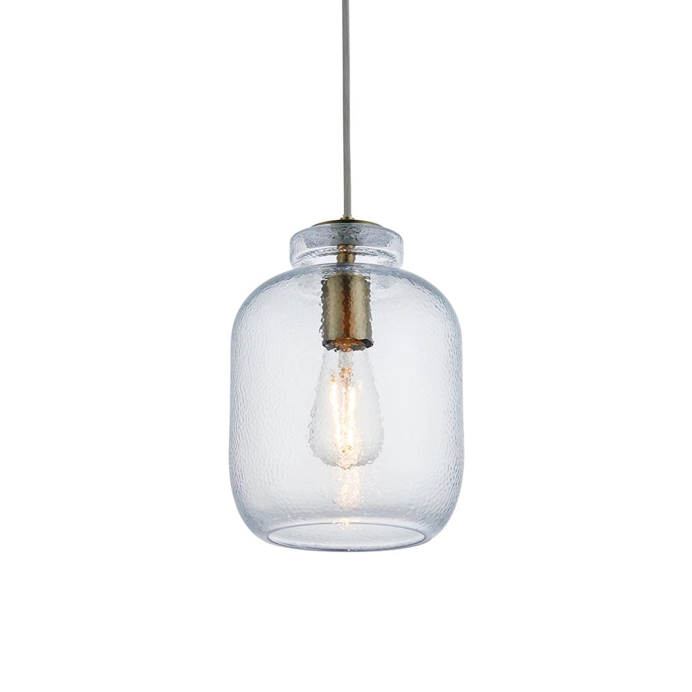 Lampada a sospensione rustica ovale vetro trasparente E27 Endon