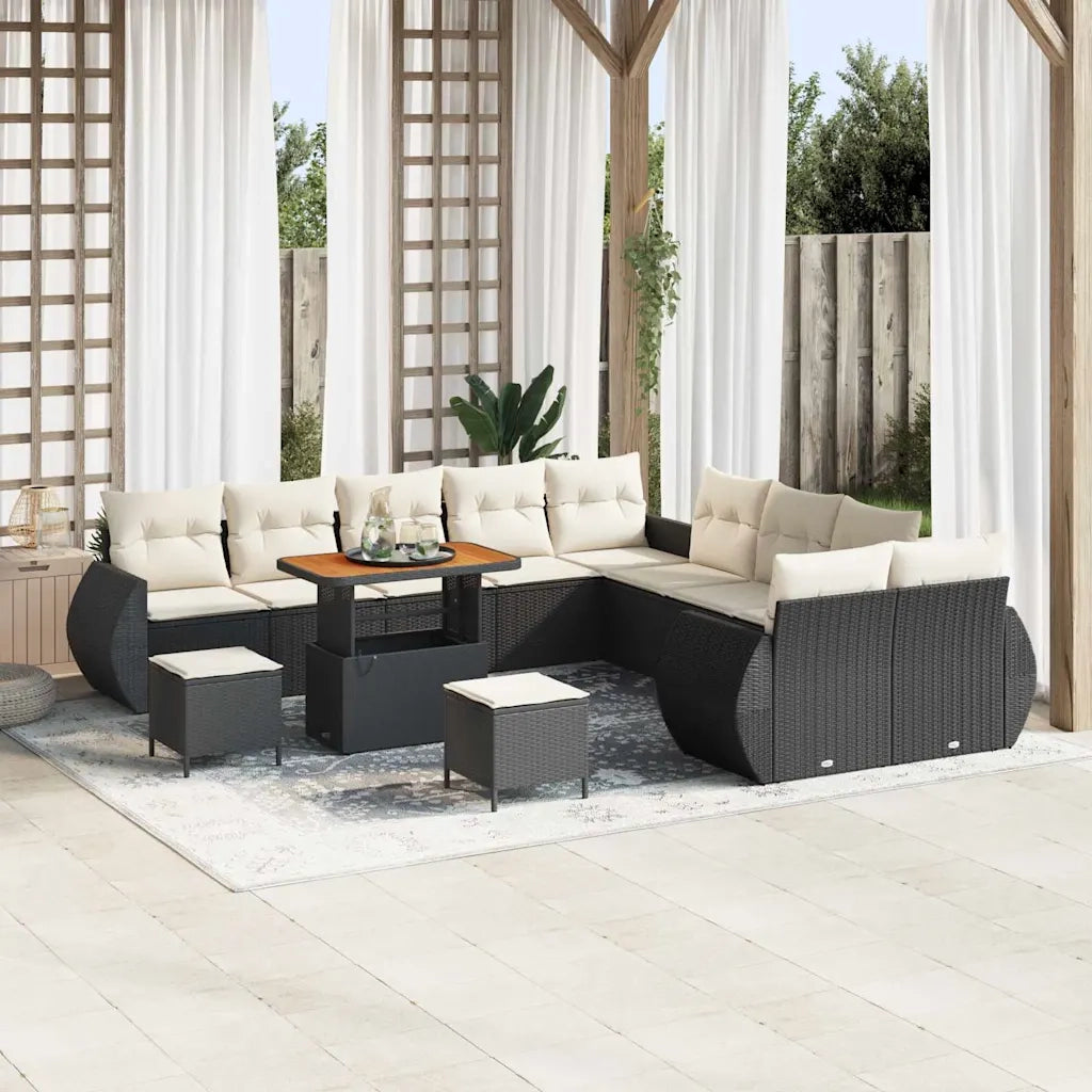 Set Divano da Giardino 13 pcs Nero polyrattan 3361935