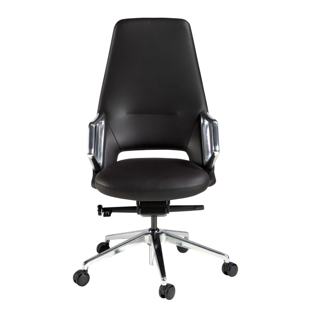 Sedia girevole da ufficio in similpelle nera