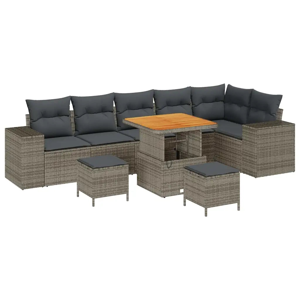 Set Divano da Giardino con cuscino 9 pcs Grigio polyrattan 3362023