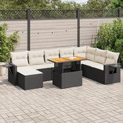 Set Divani da Giardino 9 pz con Cuscini Nero in Polyrattan 3327185