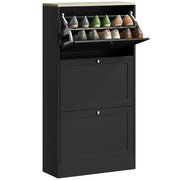 Scarpiera con Cassetti e Ripiani ¨C Minimal ¨C Nero 60x23,5x115 cm
