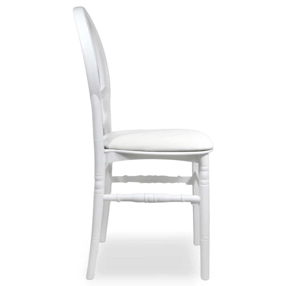 Set da 20 Sedie New Phoenix in Plastica Bianche con cuscino similpelle bianco
