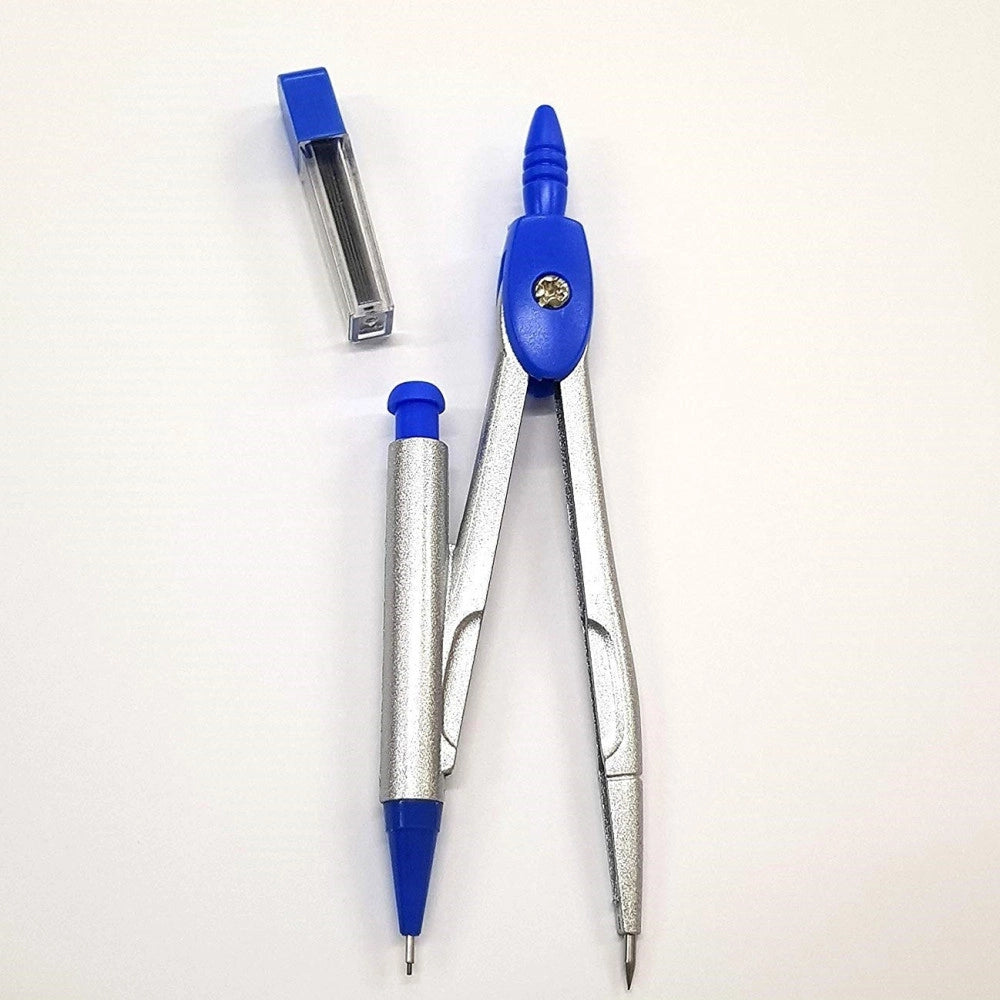 Trade Shop - Set 2 Pezzi Compasso Compatto C.5529 Disegni Cerchio Scuola Lavoro Cancelleria -