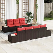 Set Divano da Giardino 8 pz Beige e Rosso polyrattan 3355643