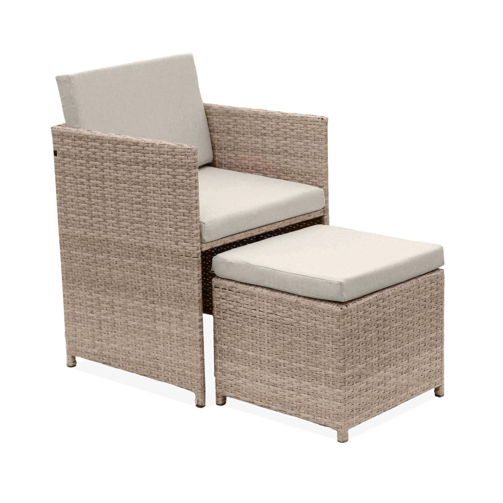 Set tavolo da giardino in resina con 10 poltrone + copertura