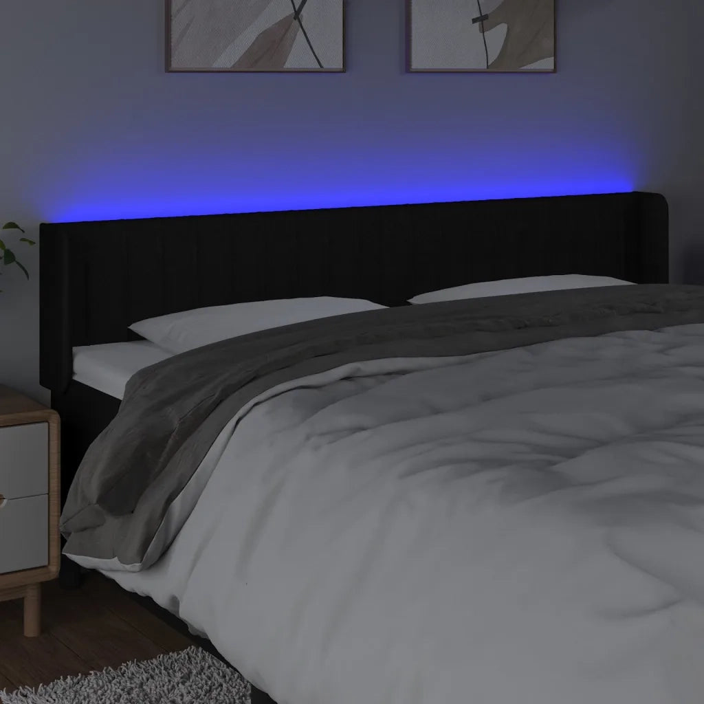 Testiera a LED Nera 183x16x78/88 cm in Tessuto 3123490
