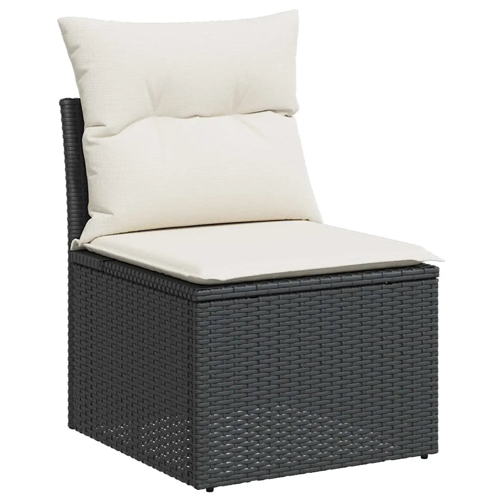 Set Divani da Giardino 9 pz con Cuscini Nero in Polyrattan 3325442