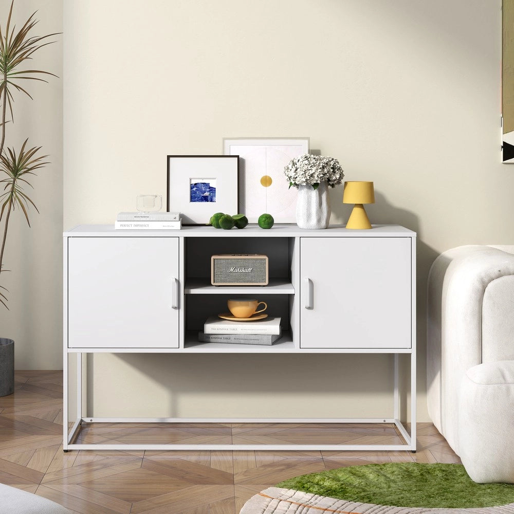 Credenza Buffet con Ante e Ripiani ¨C MINIMAL ¨C Bianco, Metallo, 120x75x40 cm