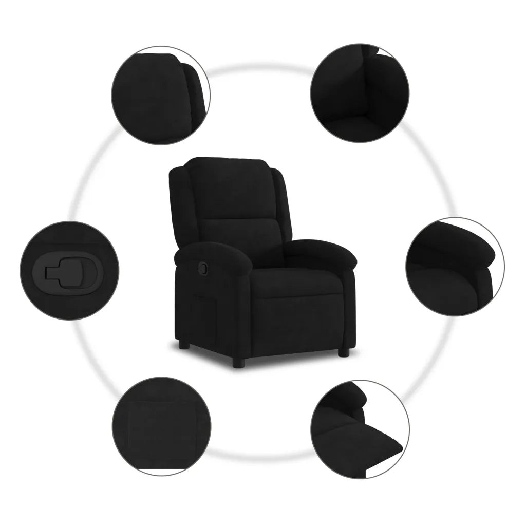 Poltrona | Sedia Relax reclinabile in velluto nero