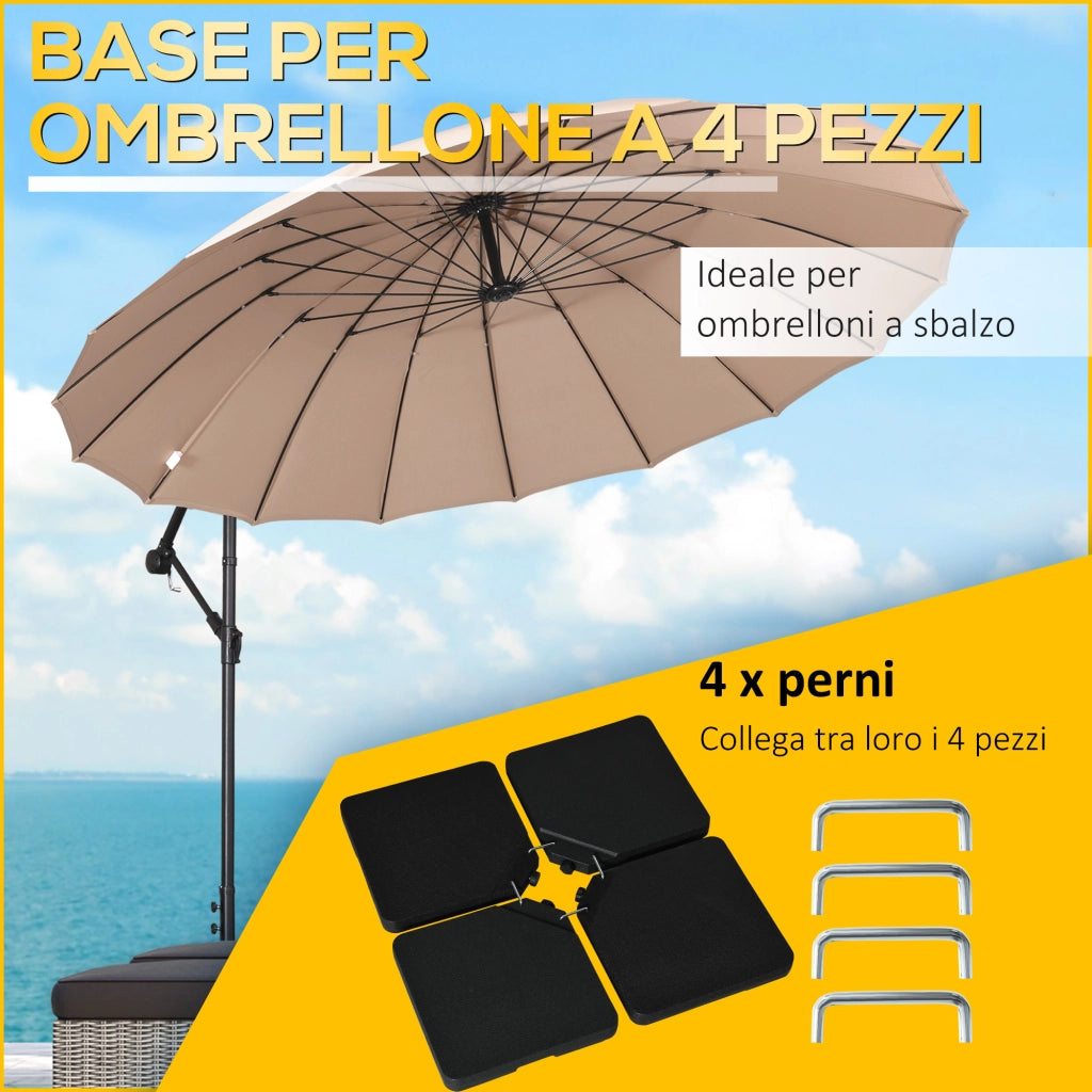 Base per Ombrellone 4 Pezzi Riempibile con Acqua ¨C Minimal ¨C Nero