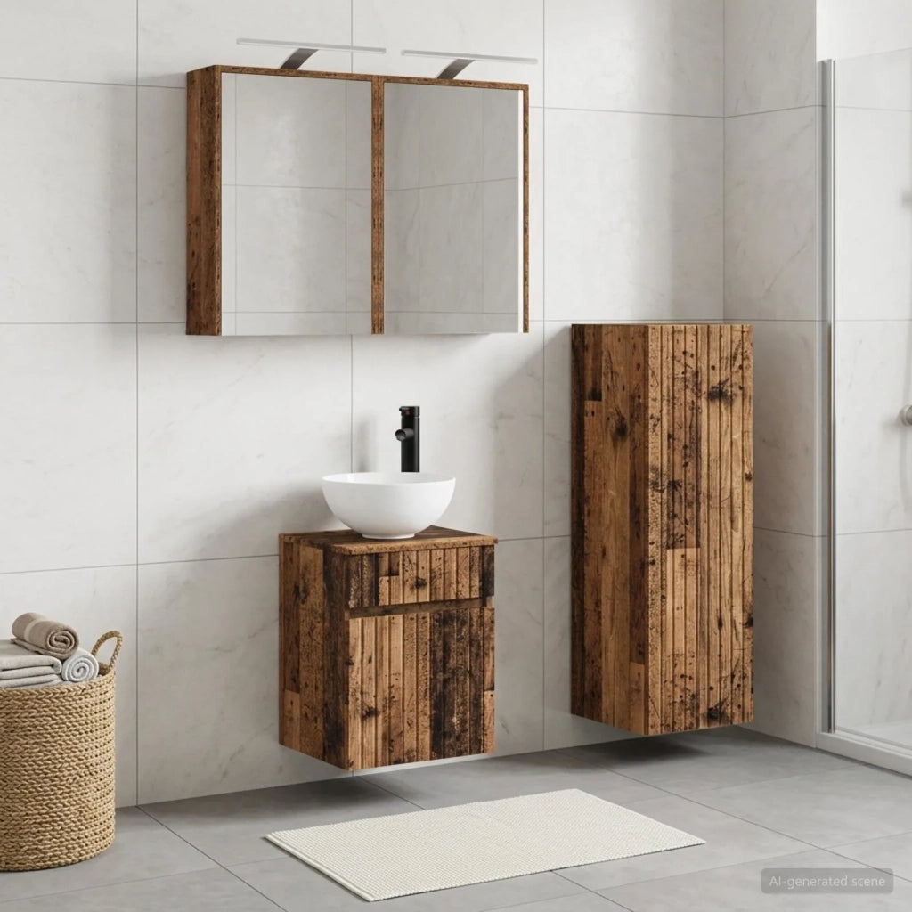 Set di mobili per il bagno 4 pz Legno antico 3407469