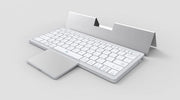 Tastiera Bluetooth portatile per tablet, smartphone e computer con touchpad nascosto in pelle PU (argento).