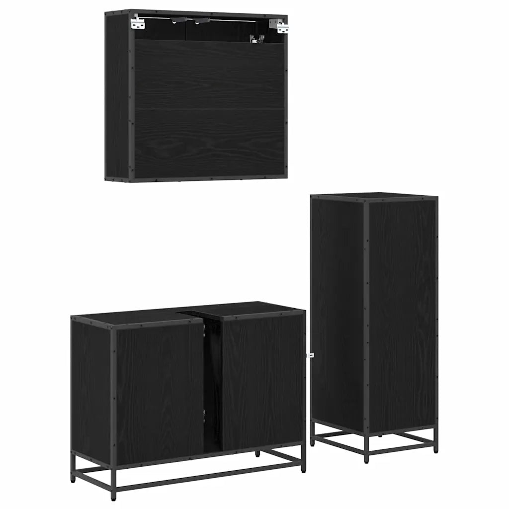 Set di mobili per il Bagno | Armadio da bagno con cassetto 3 pz Legno vecchio