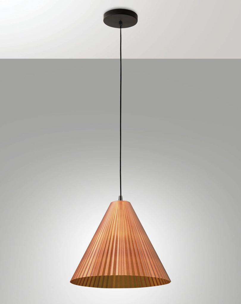 Lampada a Sospensione Cone, Struttura in Metallo e Plastica Vegetale, Attacco E27, IP20, Colore Arancio, Diametro 316mm - Design Moderno