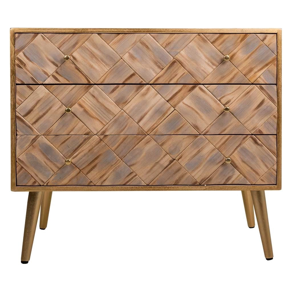 Cassettiera in legno marrone 73x36x65h