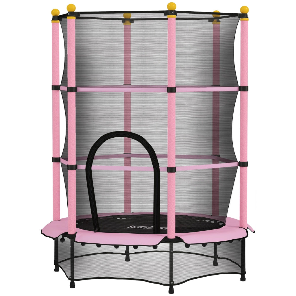 Tappeto Elastico per Bambini con Rete di Sicurezza ¨C Minimal ¨C Rosa, ?140x190 cm