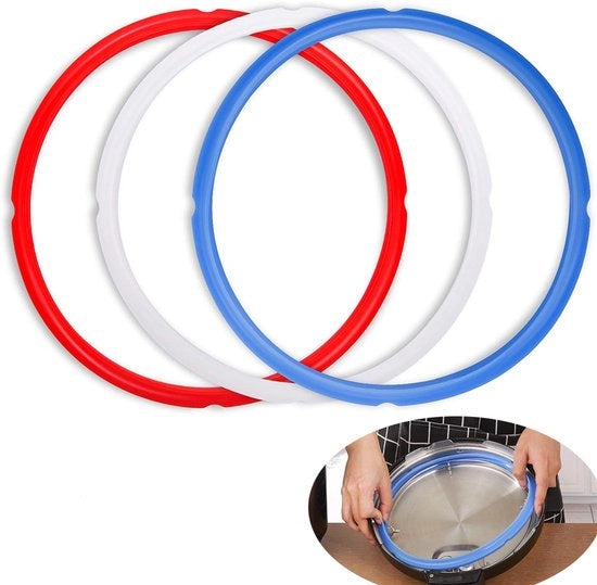 Afdichtringe per Instant Pot 6 litri - Colore rosso/blu e trasparente - 3 pacchi di sostituzione di afdichtringe in silicone di alta qualità per Instant Pot 6 litri - Modello compatibile: Instant Pot 6 litri
