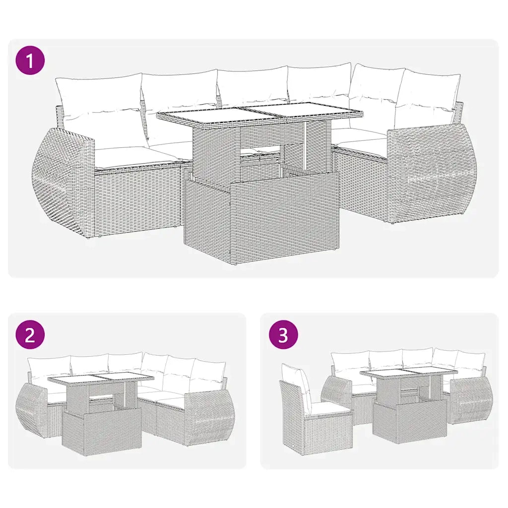 Set Divano da Giardino 6 pz con Cuscini Beige in Polyrattan 3326639