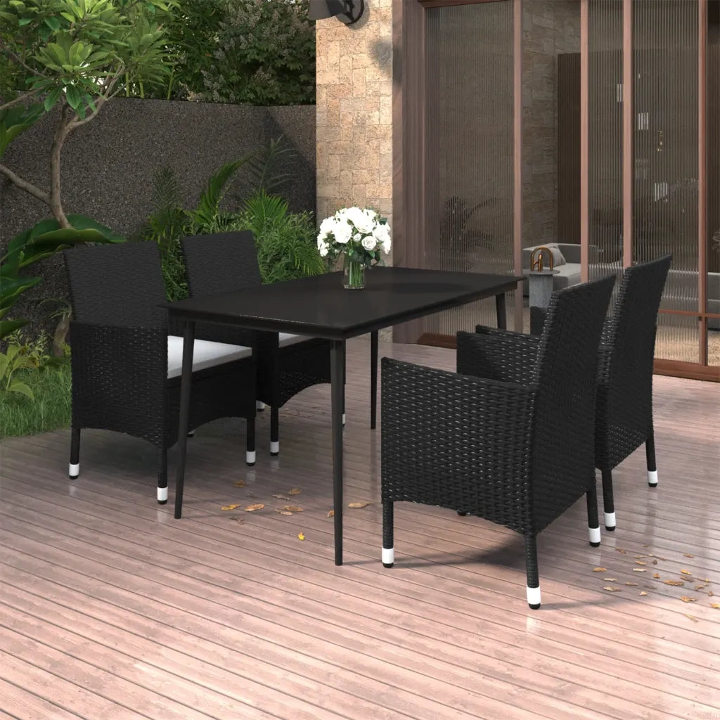 Set da Pranzo per Giardino 5 pz con Cuscini Polyrattan e Vetro 3099729