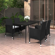 Set da Pranzo per Giardino 5 pz con Cuscini Polyrattan e Vetro 3099729