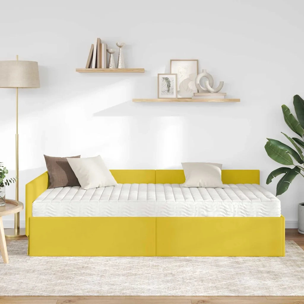 Struttura Letto Angolare con Materasso 2 pcs Verde Velluto